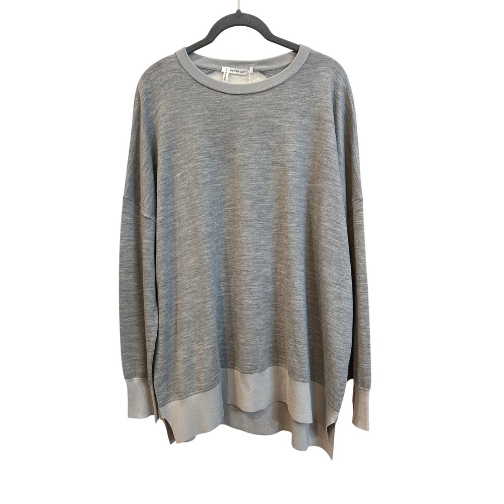 Derek Lam 10 Crosby Gray Wool Blend Polka Dot Sheer Back Sweater Medium
